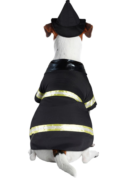 Terrier dog showing the back of the Pets Fearless Fire Fighter Costume