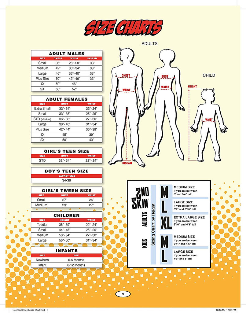 Rubies Costumes Size Chart