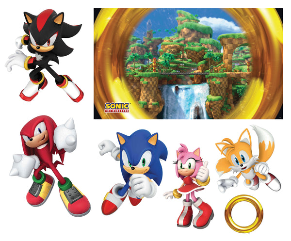 Sonic the Hedgehog Halloween Trunk or Treat Decoration Kit
Includes a vibrant, multi‑piece display set designed to transform a vehicle trunk into a scene inspired by the Sonic universe, including a large centerpiece backdrop printed with a bright Green Hill Zone landscape framed by a golden ring design. The kit also includes multiple cutout character graphics of Sonic, Tails, Knuckles, Amy, and Shadow, along with an additional ring that can be arranged around the trunk for a layered, immersive display 