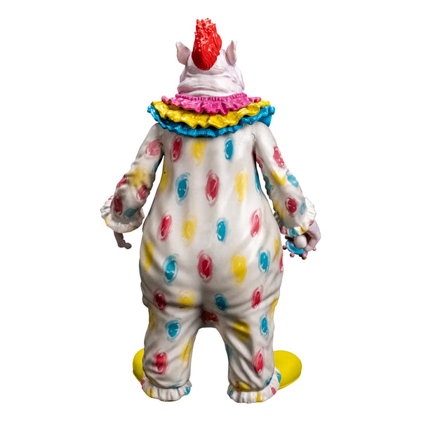 Killer Klowns from Outer Space Fatso 8" Collector's Action Figure Collectible Toy in white polka dotted suit  holding cotton candy gun back view