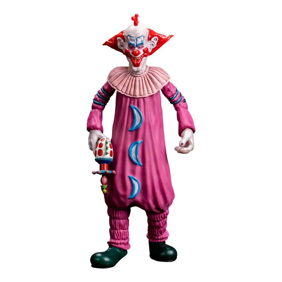 Killer Klowns from Outer Space Slim 8" Collector's Action Figure Collectible Toy in pink clown suit holding cotton candy gun front view