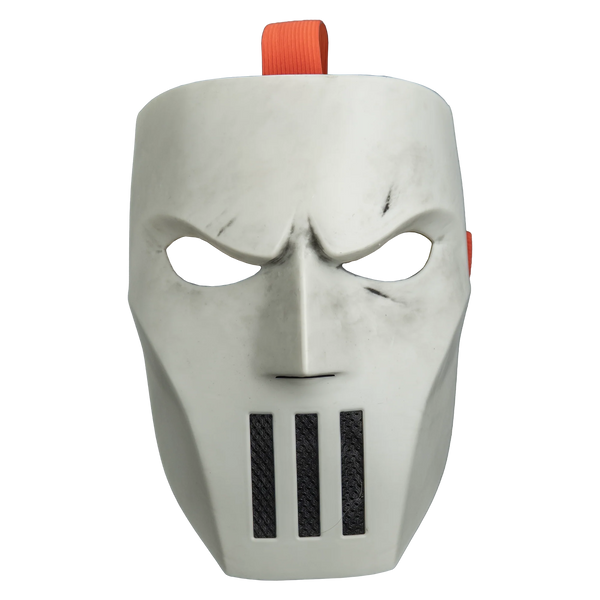 Teenage Mutant Ninja Turtles Casey Jones Injection Costume Mask
Features a rigid plastic construction with a classic hockey‑mask design, a slightly worn off‑white finish, and three rectangular ventilation slits cut vertically blow the nose, sharp angular contours, and an elastic strap, front view