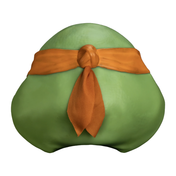 Teenage Mutant Ninja Turtles Michelangelo Vinyl Costume Mask
features a radical vinyl sculpt in vibrant turtle‑green finished with his signature bright orange bandana, back view