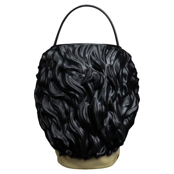 The Texas Chainsaw Massacre Leatherface Candy Treat Pail Bucket
features a molded plastic bucket sculpted to resemble Leatherface’s head back view