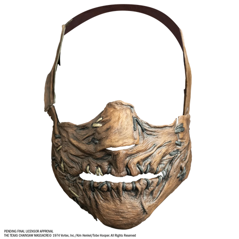 The Texas Chainsaw Massacre The Beginning Leatherface Muzzle Costume Mask of Leatherface's menacing muzzle mask with stitch and leather details and an adjustable leather strap, front view