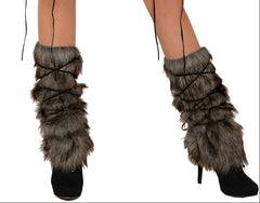 Viking Fur Leg Guards Costume Accessory