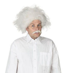 White Hair Scientist Wig and Mustache Costume Accessory Set