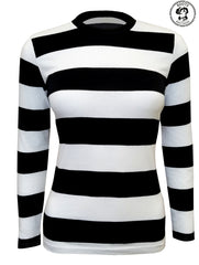 Womens Black & White Striped T-Shirt Costume