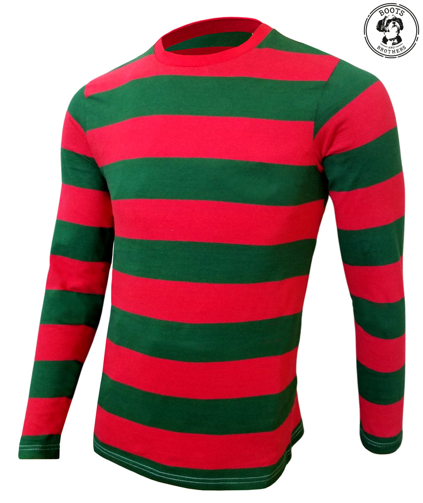 Mens Red Green Nightmare on the Street Striped T-Shirt Costume