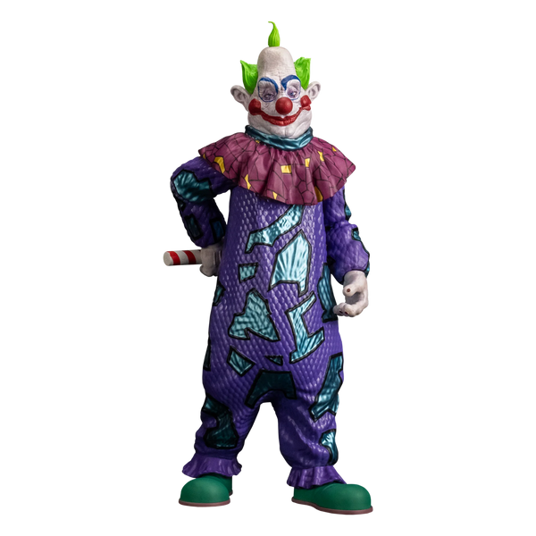 Jumbo Killer Klowns from Outer Space horror 8-inch figure collectible in purple clown suit with mallet front profile