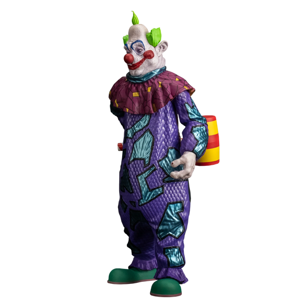 Jumbo Killer Klowns from Outer Space horror 8-inch figure collectible in purple clown suit with mallet angled profile view