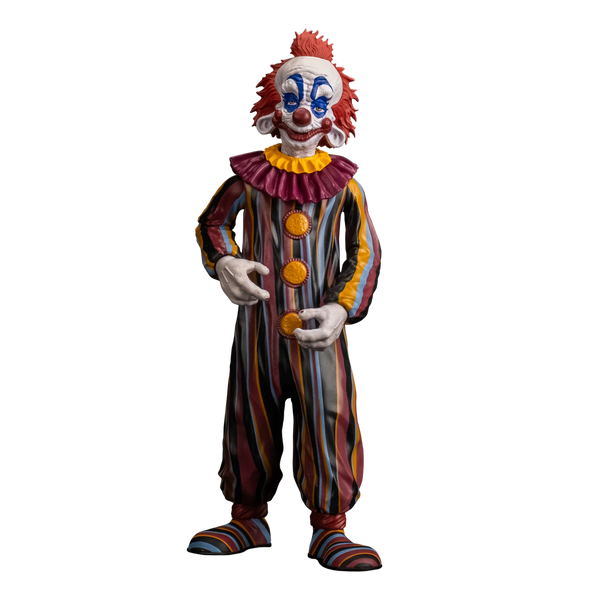 Rudy Killer Klowns from Outer Space 8-inch action figure collectible in striped clown suit front view