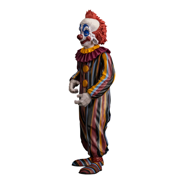 Rudy Killer Klowns from Outer Space 8-inch action figure collectible in striped clown suit left side profile 