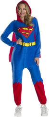 Adults DC Universe One-Piece Onesie Hooded Superman Comfy Wear Jumpsuit Costume