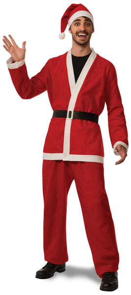 Traje de Papá Noel promocional de franela con barba y bigote