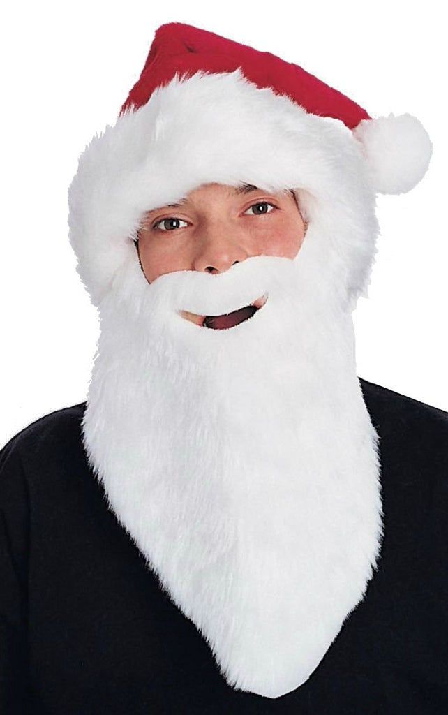 Adults Plush Santa Hat w/ Beard - Rubies Costumes & Accessories - HalloweenCostumes4U.com - Accessories