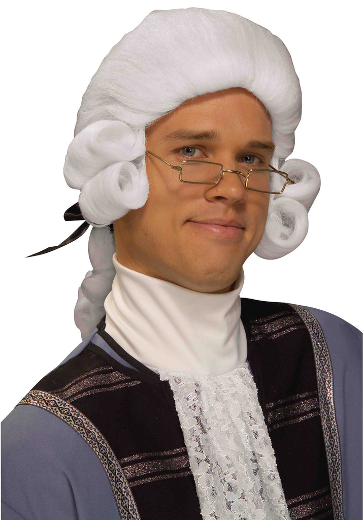 Colonial Man Wigs White Curly Costume Wigs - HalloweenCostumes4U.com - Accessories