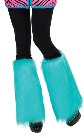 Adult Aqua Blue Fluffy Leg Warmers - HalloweenCostumes4U.com - Accessories