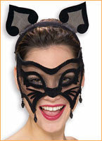 Black Mesh Cat Eyemask & Ears Set - Rubies Costumes & Accessories - HalloweenCostumes4U.com - Accessories