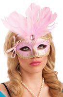 Pink Feathered Carnival Eyemask - Rubies Costumes & Accessories - HalloweenCostumes4U.com - Accessories