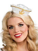 White and Gold Mini Sailor Hat - Rubies Costumes & Accessories - HalloweenCostumes4U.com - Accessories