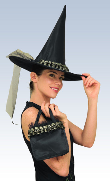 Skull Witch Hat and Handbag - Various Colors - HalloweenCostumes4U.com - Costume Props & Accessories