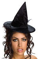 Mini Black Velour Witch Hat - Rubies Costumes & Accessories - HalloweenCostumes4U.com - Accessories