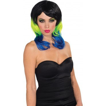 Tri Color Wig - Various Colors - HalloweenCostumes4U.com - Costume Props & Accessories