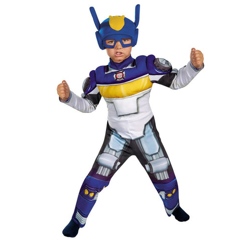 Toddlers Transformers Rescue Bots Chase Deluxe Muscle Costume - HalloweenCostumes4U.com - Kids Costumes
