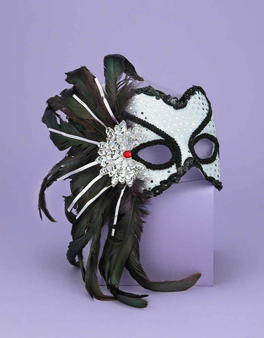 Costume Eye Masks Hers Silver Feathered Masks - Rubies Costumes & Accessories - HalloweenCostumes4U.com - Accessories