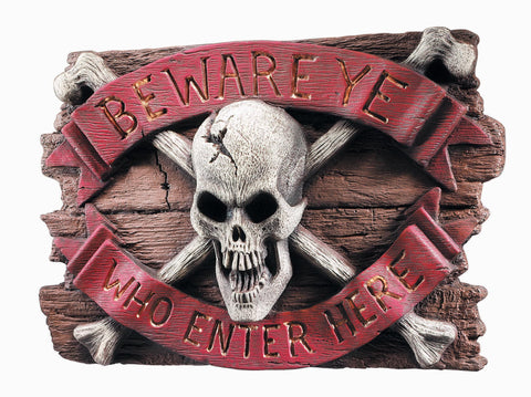 Skull Beware Sign - Rubies Costumes & Accessories - HalloweenCostumes4U.com - Decorations
