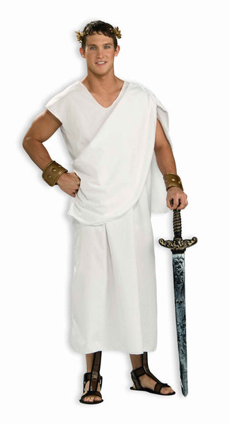 Mens White Roman Greek Toga Costume - HalloweenCostumes4U.com - Adult Costumes