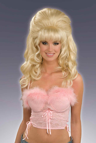 Showgirl Wig Blonde High Crown w/Curls - Rubies Costumes & Accessories - HalloweenCostumes4U.com - Accessories
