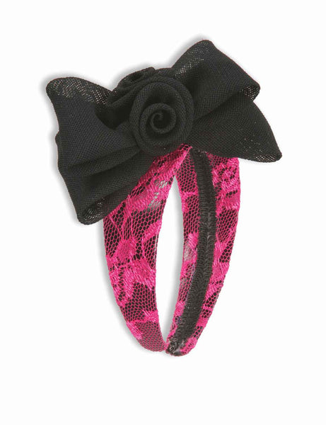 Neon Lace Headband and Bow - Various Colors - HalloweenCostumes4U.com - Costume Props & Accessories