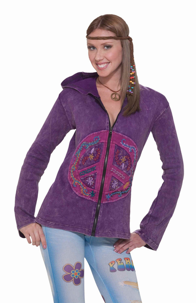 Costume Hoodies Purple Peace Sign Hoodie - Rubies Costumes & Accessories - HalloweenCostumes4U.com - Adult Costumes