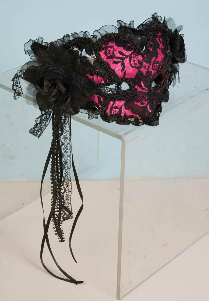 Lace Halloween Eye Masks Pink/Black - Rubies Costumes & Accessories - HalloweenCostumes4U.com - Accessories