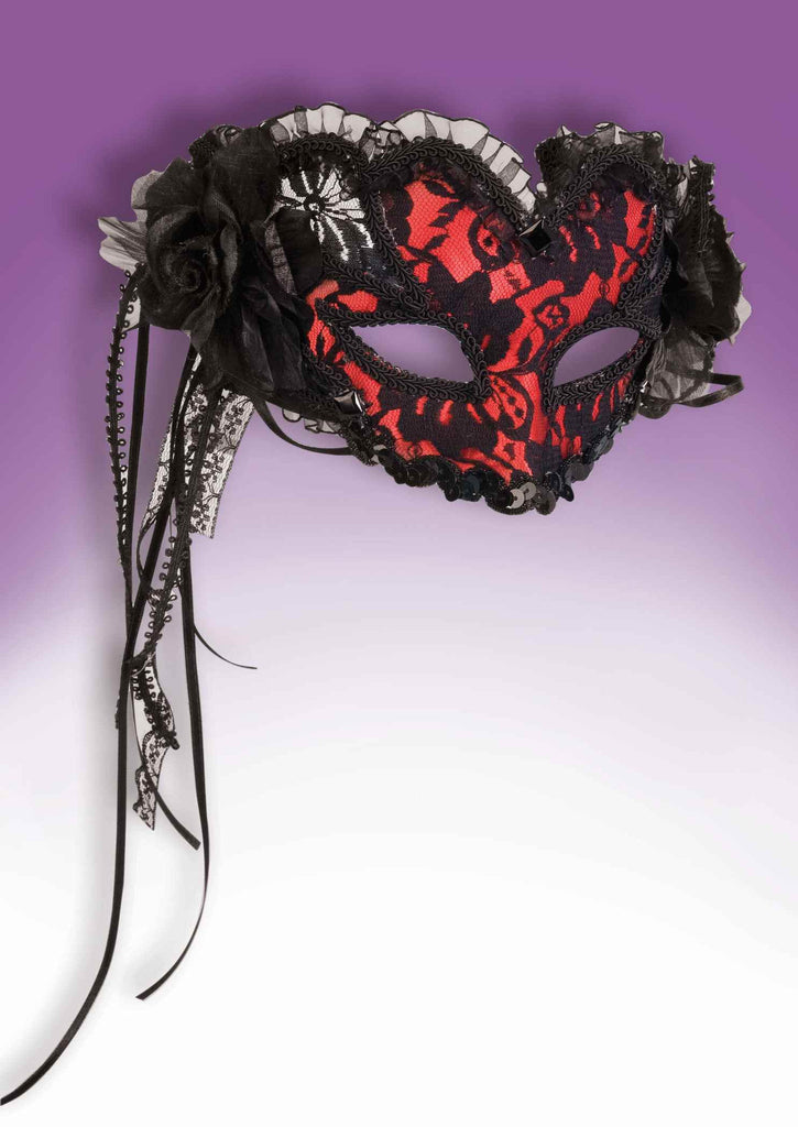 Lace Halloween Eye Masks Rd/Black Mask - Rubies Costumes & Accessories - HalloweenCostumes4U.com - Accessories