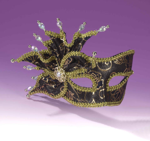 Deluxe Women's Masquerade Masks Black/Gold - Rubies Costumes & Accessories - HalloweenCostumes4U.com - Accessories