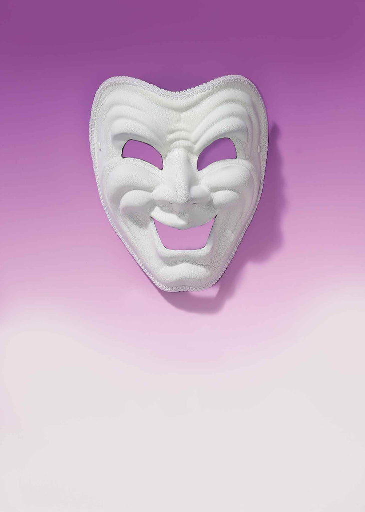 Mardi Gras Comedy Face Mask White - Rubies Costumes & Accessories - HalloweenCostumes4U.com - Accessories