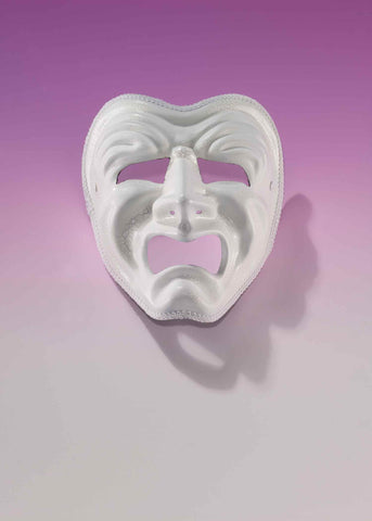 Mardi Gras Tragedy Face Mask White - Rubies Costumes & Accessories - HalloweenCostumes4U.com - Accessories