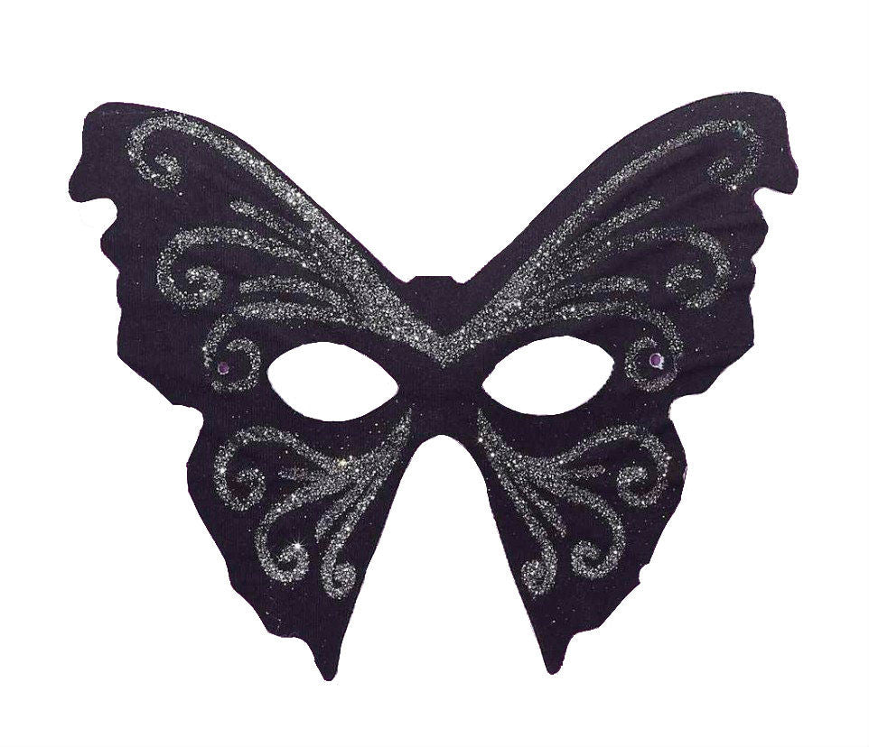 Black & Silver Glitter Butterfly Mask - Rubies Costumes & Accessories - HalloweenCostumes4U.com - Accessories