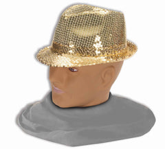Chapeau d'Halloween à paillettes Fedora à paillettes dorées