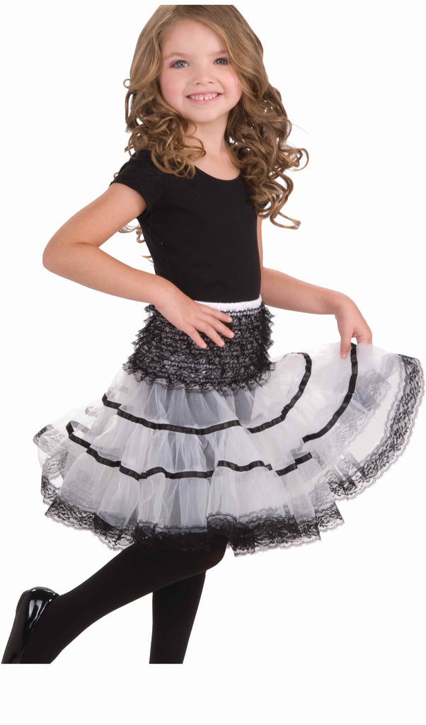Girls White & Black Crinoline Skirt - Rubies Costumes & Accessories - HalloweenCostumes4U.com - Accessories