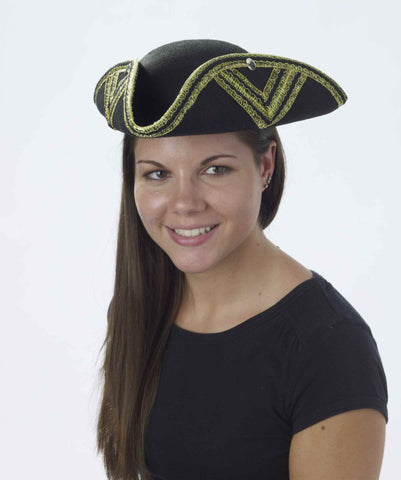 Simple Pirate Hat Black/Gold Value Pirate Hat - Rubies Costumes & Accessories - HalloweenCostumes4U.com - Accessories