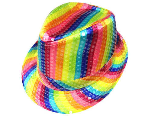 Rainbow Striped Fedora Hat - Dress Up America Costumes & Accessories - HalloweenCostumes4U.com - Accessories