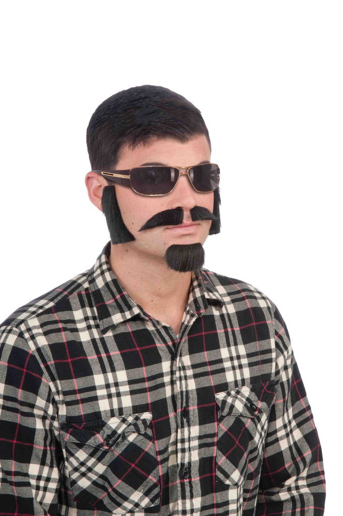 Moustache Beard and Lamb chops Black - Rubies Costumes & Accessories - HalloweenCostumes4U.com - Accessories
