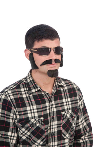 Moustache Beard and Lamb chops Black - Rubies Costumes & Accessories - HalloweenCostumes4U.com - Accessories