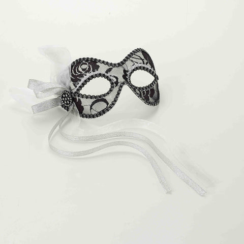 Venetian Mask-Lace-Black/Silver - Rubies Costumes & Accessories - HalloweenCostumes4U.com - Accessories