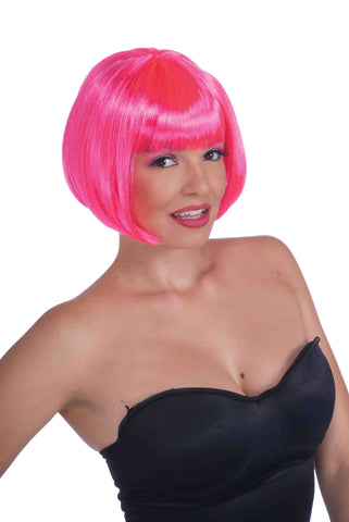 Neon Pink Ladies Sexy Bob Cut Wigs - Rubies Costumes & Accessories - HalloweenCostumes4U.com - Accessories