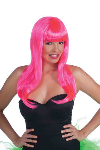 Pink Neon Halloween Wig Long Sexy - Rubies Costumes & Accessories - HalloweenCostumes4U.com - Accessories